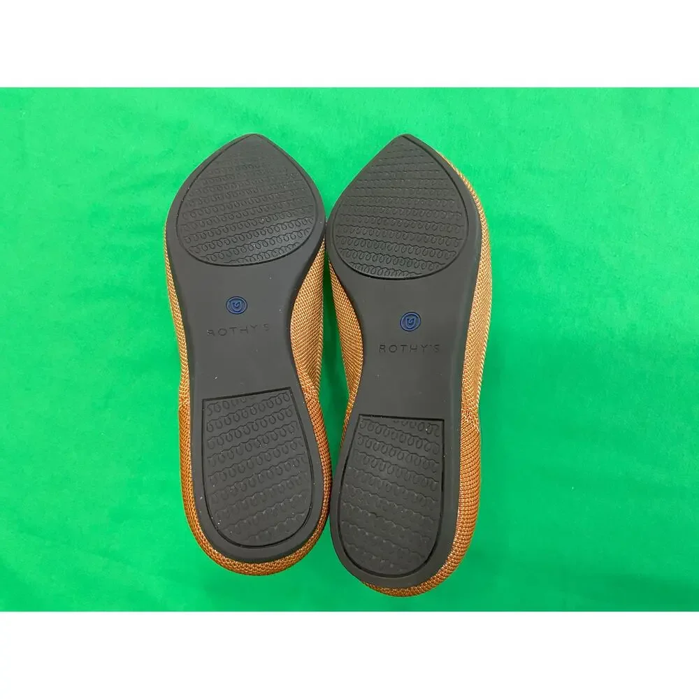 Rothy's The Point ballet flats the "Amber" burnt orange textile Blue Trim 7.5 - Picture 8 of 14